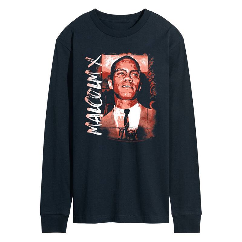 アニメキャラクター レディース トップス Tシャツ グラフィック Licensed Character Men's Malcolm X Paint Long Sleeve Graphic Tee Navy ネイビー