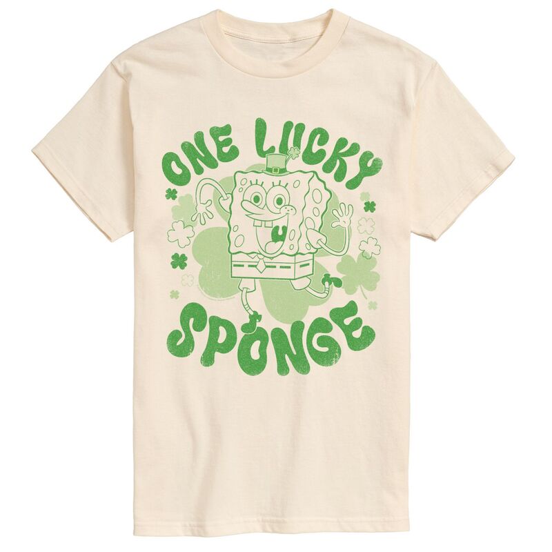 ニコロデオン レディース トップス Tシャツ パンツ グラフィック Nickelodeon Men'spongeBob SquarePants One Lucky Sponge Distressed Graphic Tee Cream クリーム