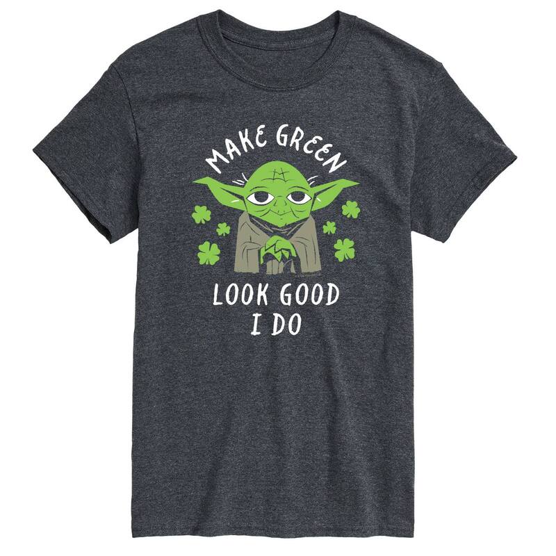 スター ウォーズ レディース トップス Tシャツ トール グラフィック Big & Tall Star Wars Yoda Make Green Look Good I Do Graphic Tee Heather Charcoal チャコール