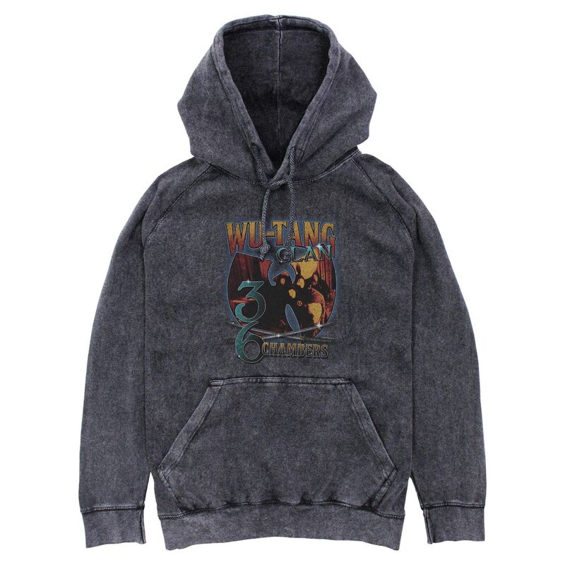 アニメキャラクター レディース トップス Tシャツ パーカー グラフィック Licensed Character Men's Wu-Tang Clan 36 Chambers Mineral Wash Graphic Hoodie Black ブラック