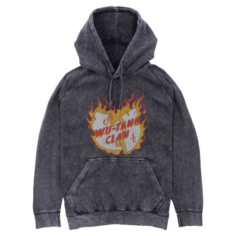 アニメキャラクター レディース トップス Tシャツ パーカー グラフィック Licensed Character Men's Wu-Tang Clan On Fire Mineral Wash Graphic Hoodie Black ブラック｜ReVida 店