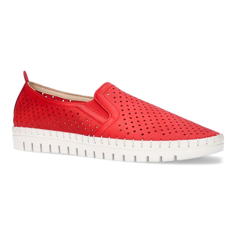 イージーストリート レディース シューズ サンダル スニーカー Easy Street Fresh Women'slip-On Sneakers Red レッド｜ReVida 店