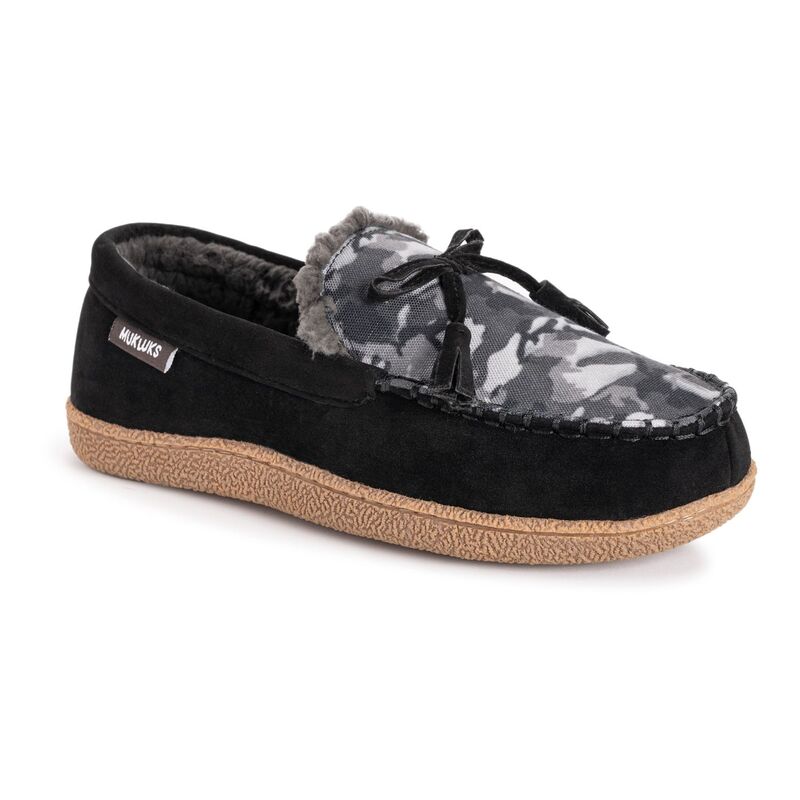 ムクルクス メンズ シューズ サンダル MUK LUKS Tanver Plaid Men's Moccasin Slippers Black Camo ブラック|ReVida 店
