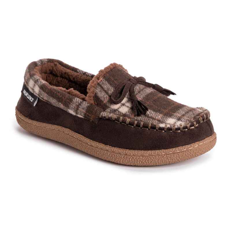 ムクルクス メンズ シューズ サンダル MUK LUKS Tanver Plaid Men's Moccasin Slippers Dark Brown ブラウン