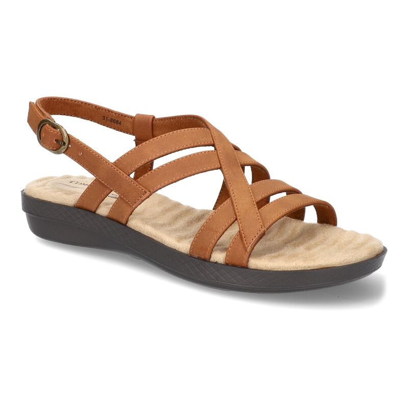 イージーストリート レディース シューズ サンダル Easy Street Lobo Women'strappy Slingback Sandals Tan タン