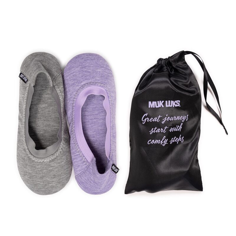 ムクルクス レディース シューズ サンダル Women's MUK LUKS 2-Pair Travel Ballerina Slipper Sockset Gray グレー｜ReVida 店
