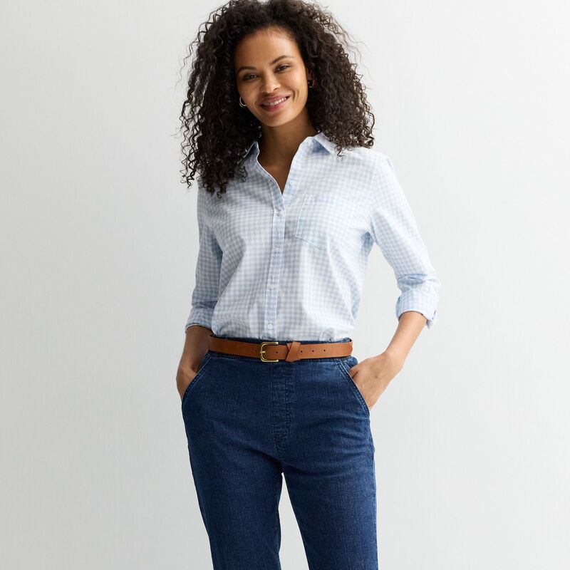 クロフト＆バロー レディース トップス シャツ ボタンダウン Women's Croft & Barrow Essential One Pocket Button Down Shirt Blue Clean Gingham ブルー
