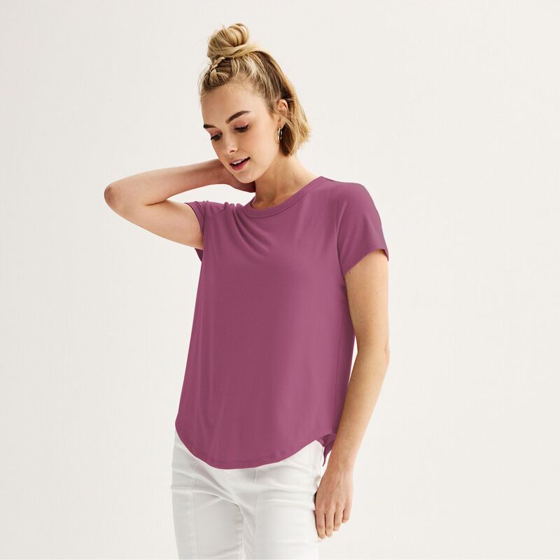 エスオー レディース トップス Tシャツ クルーネック Juniors' SO Short Sleeve Crewneck Tee Walden Berry