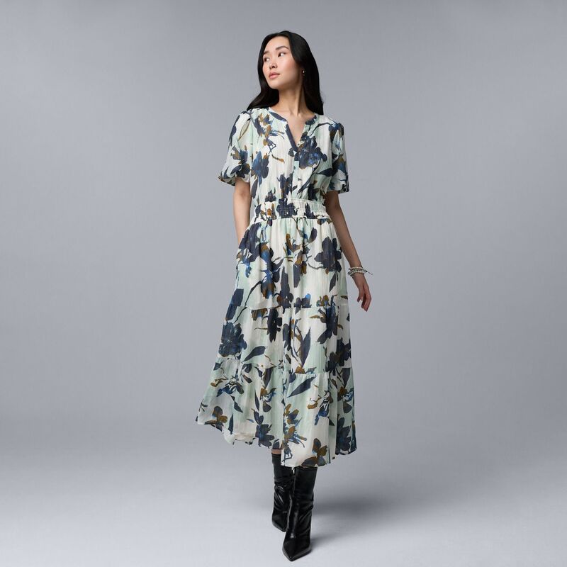 ヴェラウォン レディース トップス ワンピース プチ マキシ Petite Simply Vera Wang Maxi Fem Dress Green Bl Multi Floral グリーン