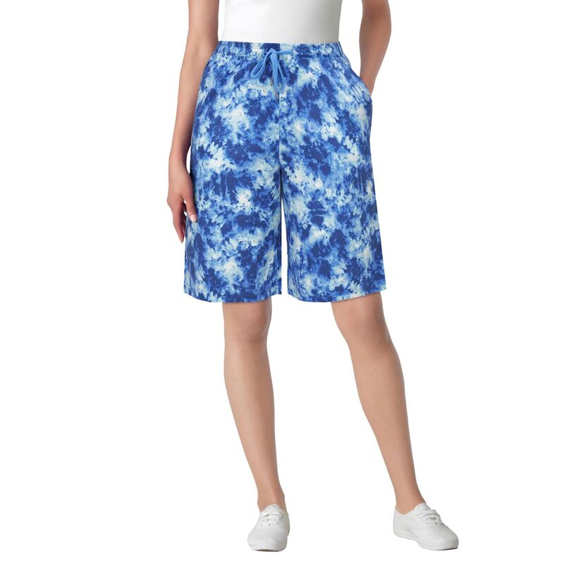 ウーマン ウィズイン レディース ボトムス ハーフパンツ・ショーツ プラスサイズ ニット Woman Within Plusize Sport Knit Short Royal Navy Tie Dye ネイビー