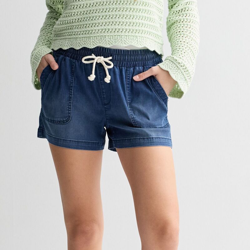エスオー レディース ボトムス ハーフパンツ・ショーツ ショートパンツ Juniors SO Mid Rise Tencel Pull-On Shorts Clean Dark Wash