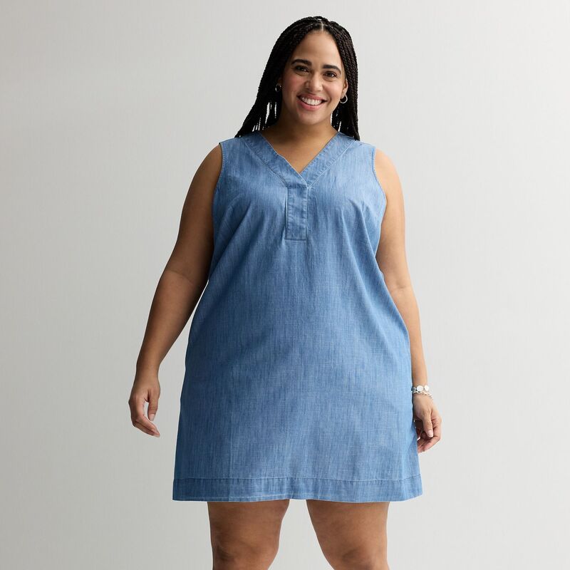 ソノマ レディース トップス ワンピース プラスサイズ Plusize Sonoma Goods For Lifeveryday Shift Dress Chambray