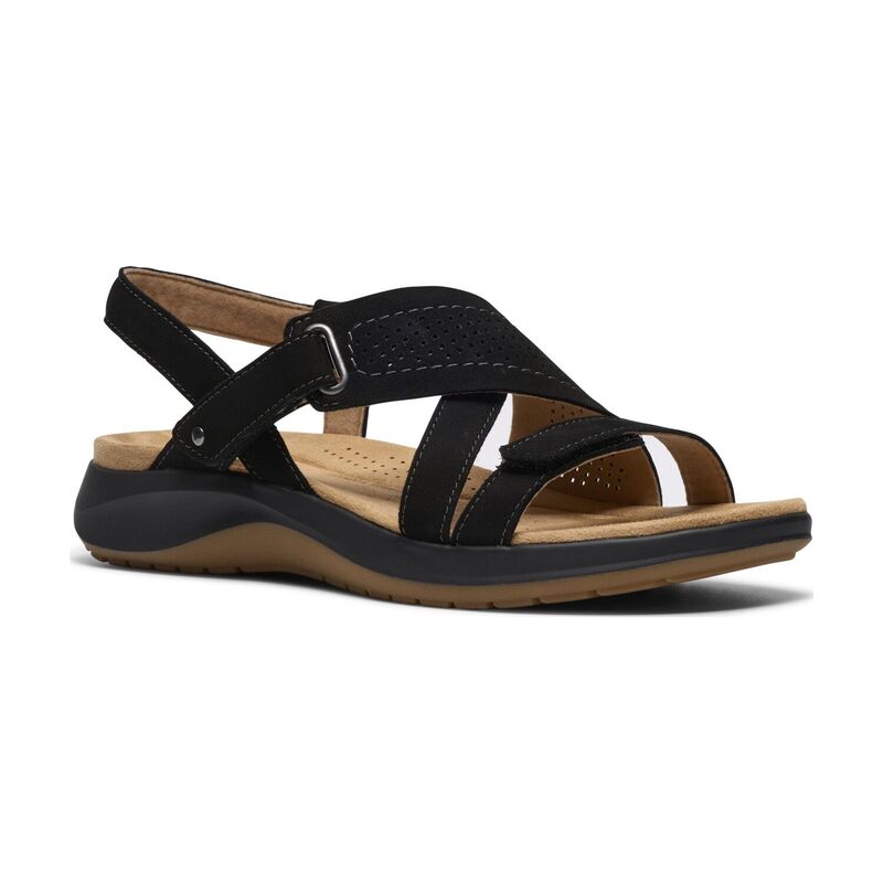 クラークス レディース シューズ サンダル レザー Clarks Maelynn Paige Women's Leather Flat Sandals Black ブラック