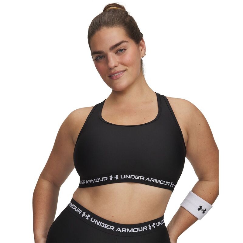 アンダーアーマー レディース アンダー御召しもの ブラ つけ加える大きさ Plusize Under Armour Crossback 2.0 Medium-Impact Sports Bra Ultimate Black 黒いこと