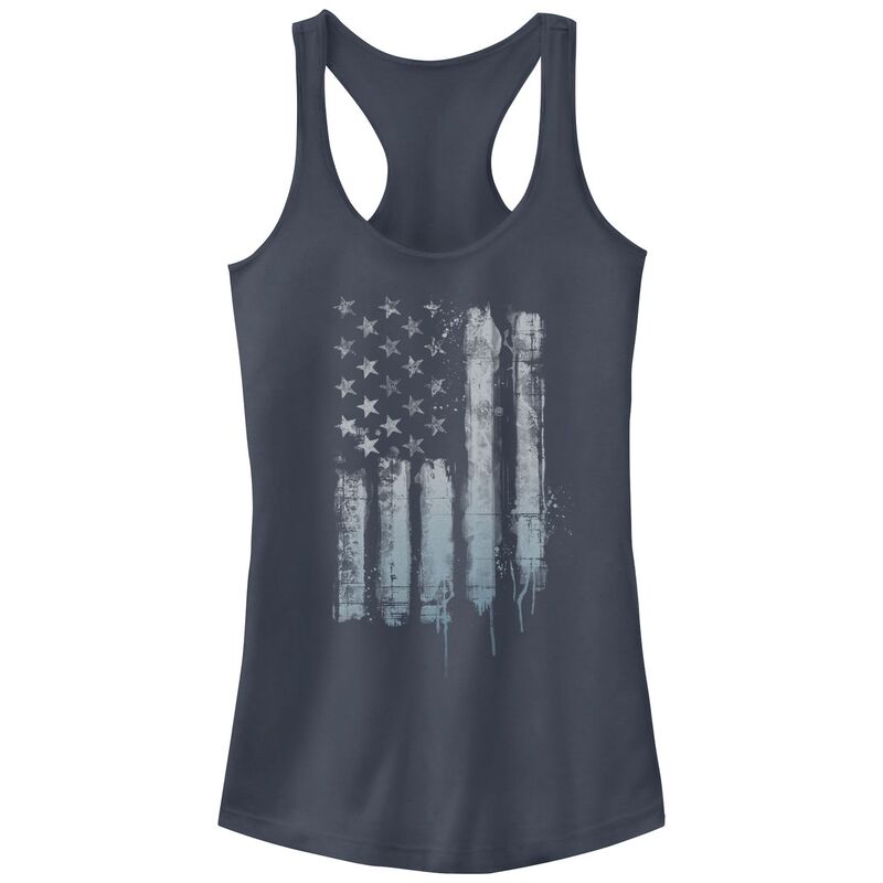 アンブランデッド レディース トップス Tシャツ Unbranded Juniors' Rustic American Flag Paint Drip Tank Top Indigo インディゴ