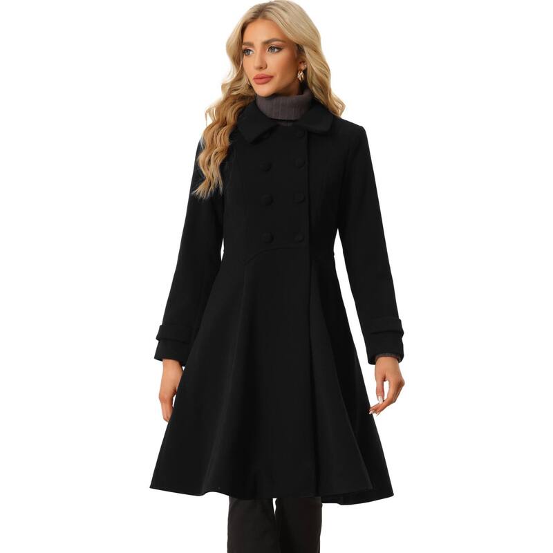 アレグラ ケー レディース アウター 上衣・上衣 ヴィンテージ A 伝達ルート 厚地の外套 ALLEGRA K Women\u0027s Vintage Winter Coat a Line Overcoat Double Breasted Peacoat Black 黒いこと