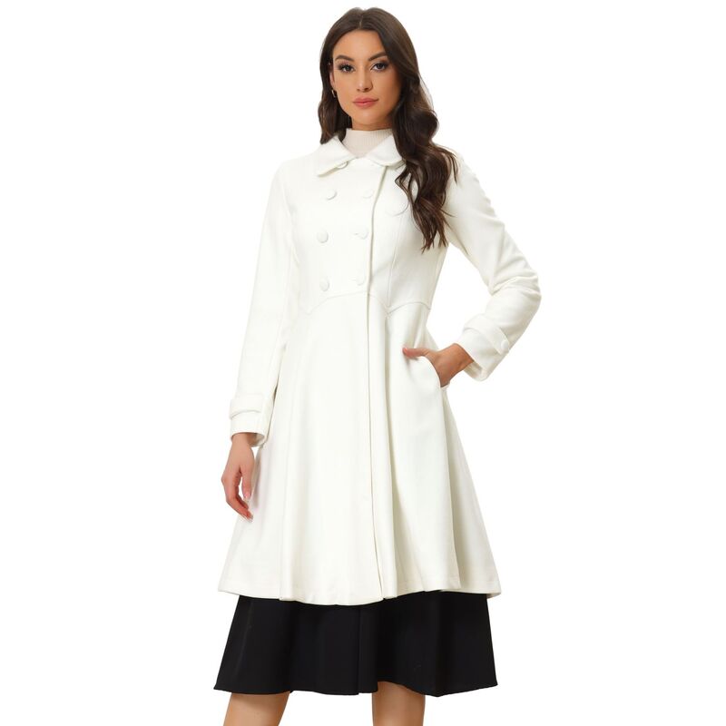 アレグラ ケー レディース アウター 上衣・上衣 ヴィンテージ A 伝達ルート 厚地の外套 ALLEGRA K Women\u0027s Vintage Winter Coat a Line Overcoat Double Breasted Peacoat White 白いこと