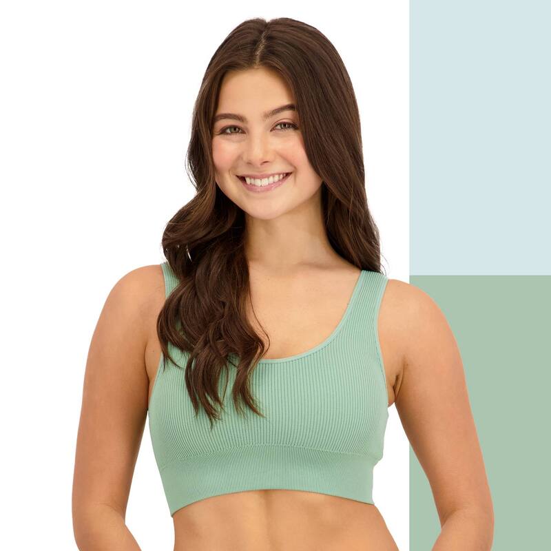 エスオー レディース アンダーウェア ブラジャー リブ Juniors' SO Seamless Wireless Ribbed Bralette 2-Pack SO51-027P2 Feldspar Baby Blue ブルー｜ReVida 店