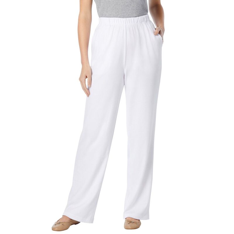 ウーマン ウィズイン レディース ボトムス カジュアルパンツ プラスサイズ ニット Woman Within Plusize 7-Day Knit Wide-Leg Pull-On Pants White ホワイト