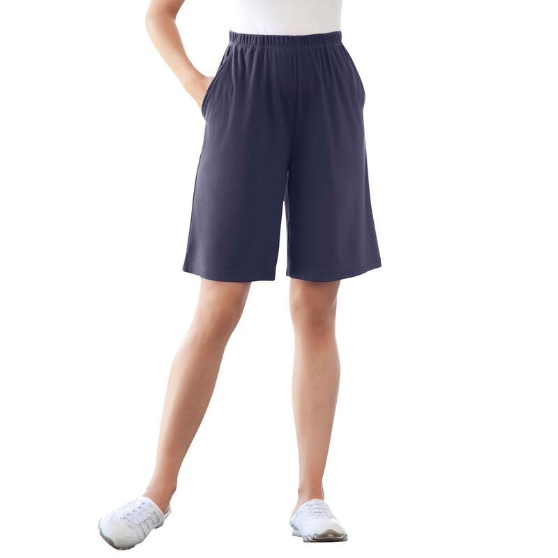 ウーマン ウィズイン レディース ボトムス ハーフパンツ・ショーツ プラスサイズ ニット Woman Within Plusize 7-Day Knit Short Navy ネイビー|ReVida 店