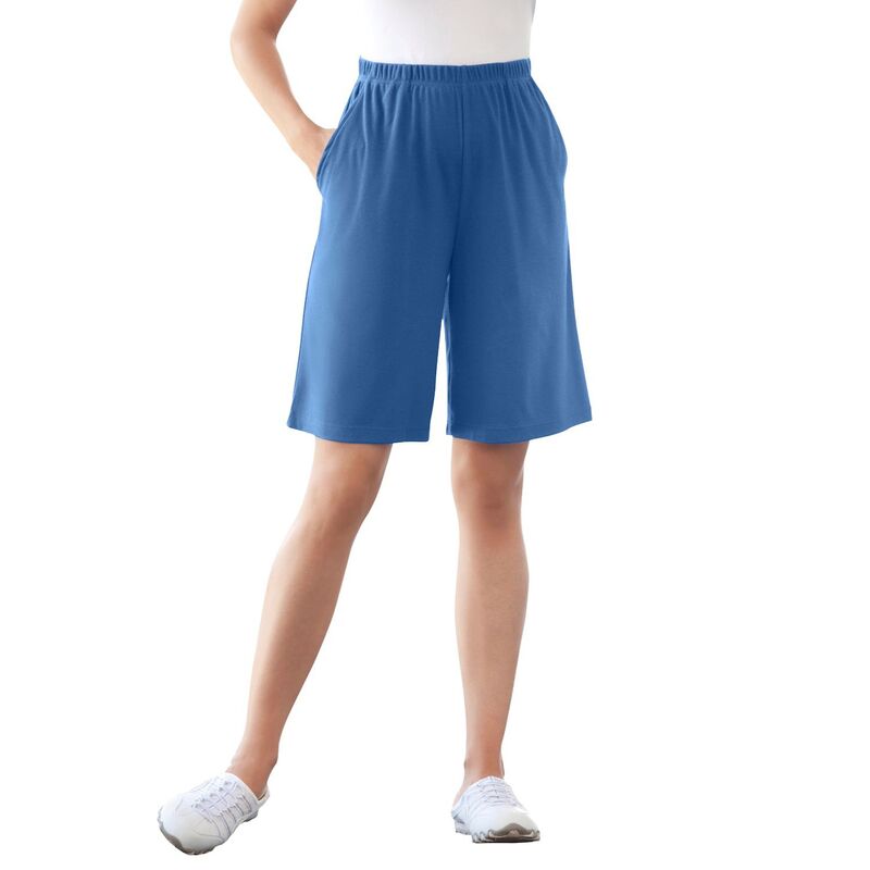 ウーマン ウィズイン レディース ボトムス ハーフパンツ・ショーツ プラスサイズ ニット Woman Within Plusize 7-Day Knit Short Royal Navy ネイビー|ReVida 店