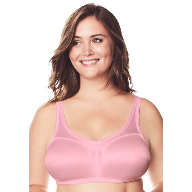 コンフォート チョイス レディース アンダーウェア ブラジャー プラスサイズ サテン Comfort Choice Women's Plusize Satin Wireless Comfort Bra Rose Quartz｜ReVida 店