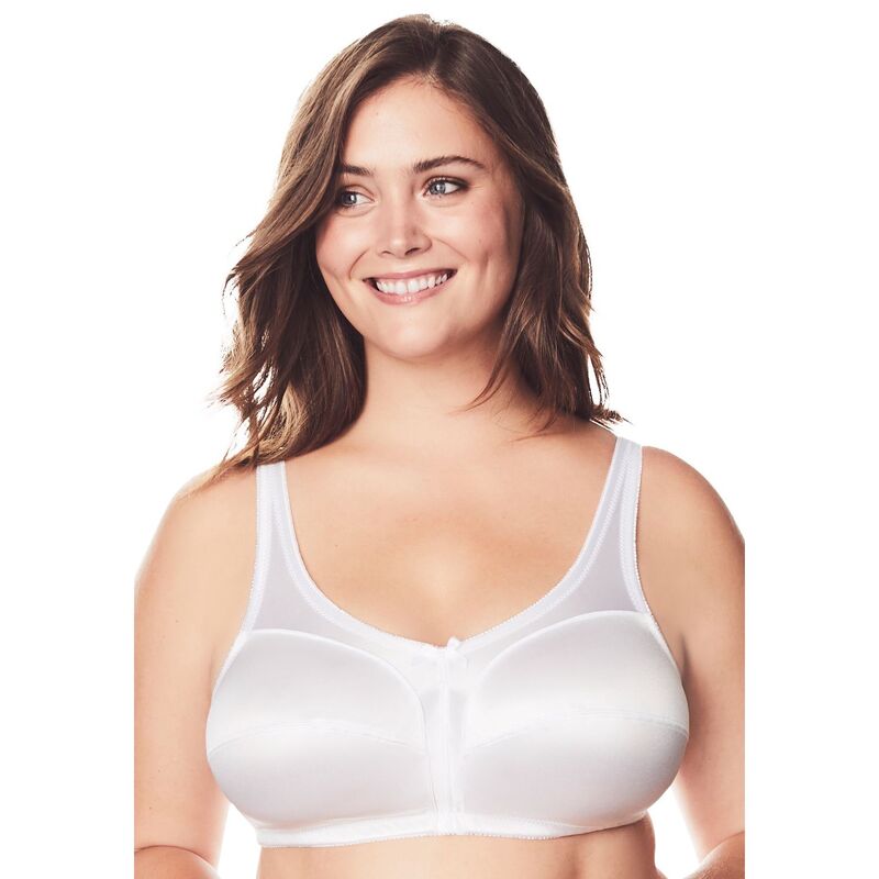 コンフォート チョイス レディース アンダーウェア ブラジャー プラスサイズ サテン Comfort Choice Women's Plusize Satin Wireless Comfort Bra White ホワイト