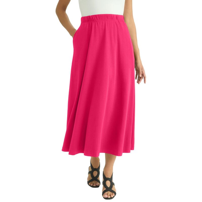 ジェシカロンドン レディース ボトムスカート プラスサイズ ミディ Jessica London Women's Plusize Soft Ease Midi Skirt Pink Burst ピンク