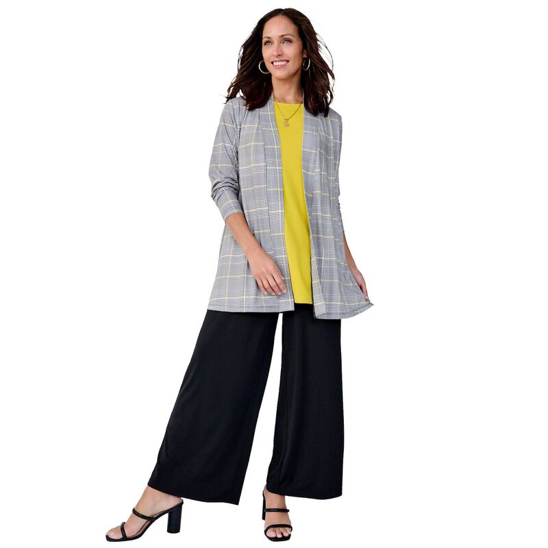 ジェシカロンドン レディース アウター ジャケット・ブルゾン プラスサイズ ニット Jessica London Women's Plusize Stretch Knit Open Front Knitopper Black Citrus Plaid ブラック|ReVida 店