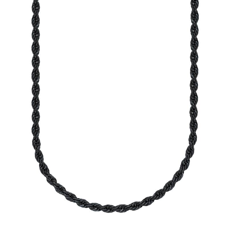 リンクス レディース アクセサリー ネックレス・チョーカー・ペンダントトップ Tシャツ レース LYNX Men's Black Ion Plated Stainlessteel 6 mm Rope Chainecklace Black ブラック｜ReVida 店