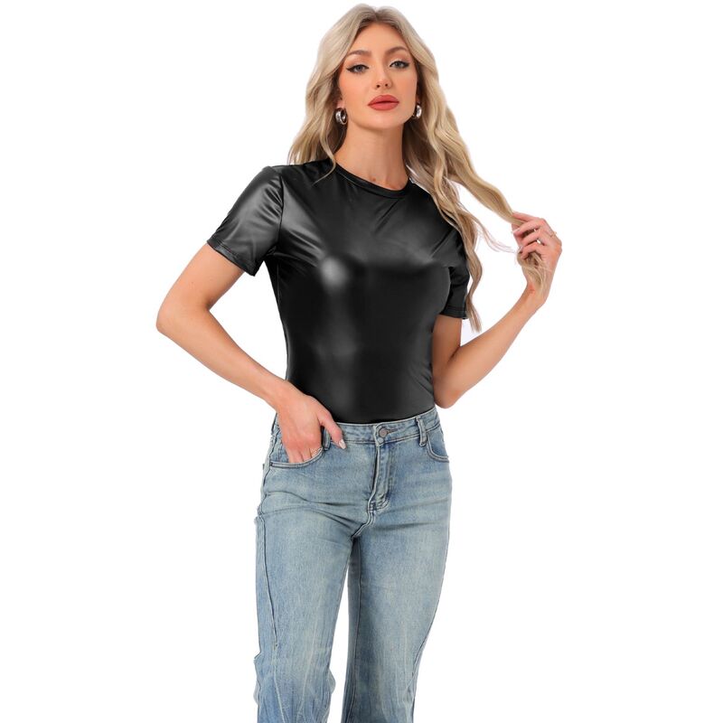 アレグラ ケー レディース トップス シャツ トール ALLEGRA K Women's Discoutfit Party Club Sparkly Rainbow Metallic Top Black ブラック|ReVida 店