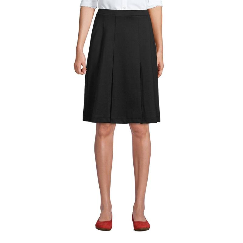ランズエンド レディース ボトムスカート ひざ丈 プリーツ Women's Lands' End Ponte Knee Length Pleated Skirt Black ブラック