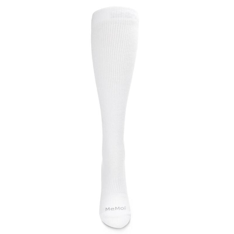 メモイ レディース アンダーお召しもの ソックス 綿織物 MeMoi Classic Athleticushion Sole Knee High Cotton Blend 15-20mmHgraduated Compression Socks White 白いこと