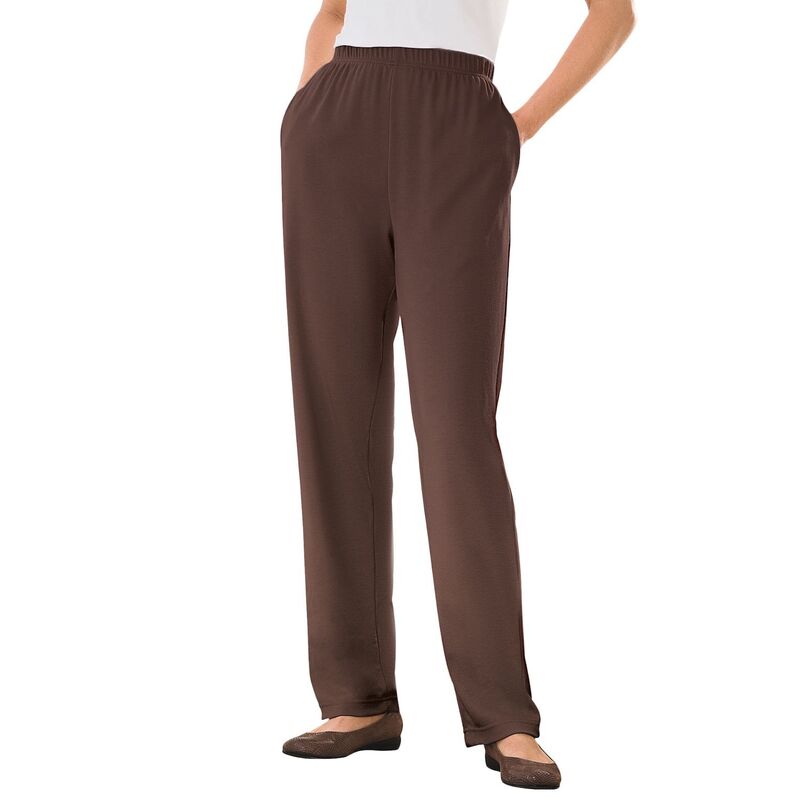 ウーマン ウィズイン レディース ボトムス カジュアルパンツ プラスサイズ プチ ニット Woman Within Plusize Petite 7-Day Straight-Leg Elastic-Waistretchy Knit Pant Chocolate チョコレート