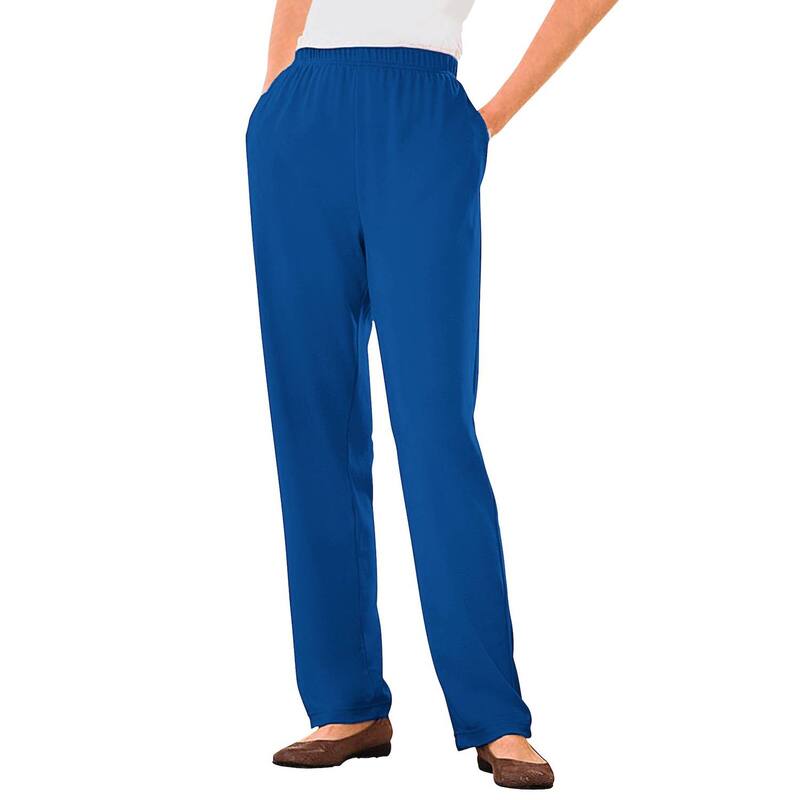 ウーマン ウィズイン レディース ボトムス カジュアルパンツ プラスサイズ プチ ニット Woman Within Plusize Petite 7-Day Straight-Leg Elastic-Waistretchy Knit Pant Deep Cobalt コバルト
