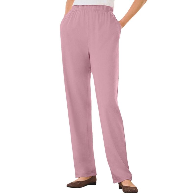 ウーマン ウィズイン レディース ボトムス カジュアルパンツ プラスサイズ プチ ニット Woman Within Plusize Petite 7-Day Straight-Leg Elastic-Waistretchy Knit Pant Dusty Pink ピンク