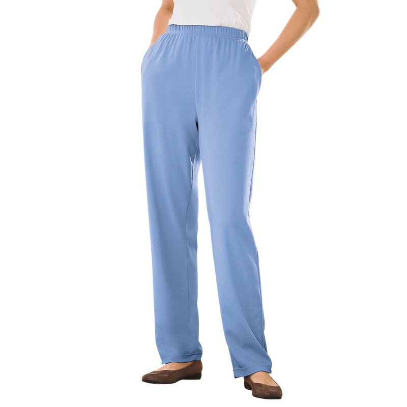 ウーマン ウィズイン レディース ボトムス カジュアルパンツ プラスサイズ プチ ニット Woman Within Plusize Petite 7-Day Straight-Leg Elastic-Waistretchy Knit Pant French Blue ブルー