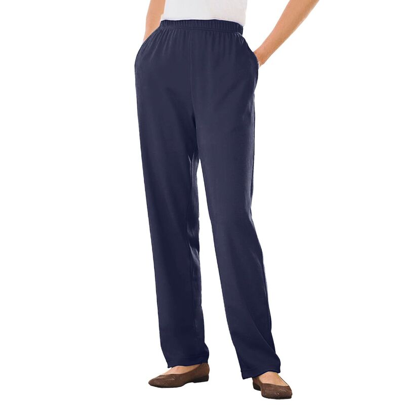 ウーマン ウィズイン レディース ボトムス カジュアルパンツ プラスサイズ プチ ニット Woman Within Plusize Petite 7-Day Straight-Leg Elastic-Waistretchy Knit Pant Navy ネイビー