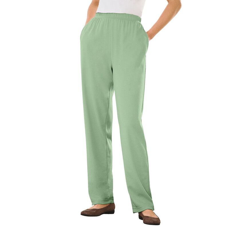 ウーマン ウィズイン レディース ボトムス カジュアルパンツ プラスサイズ プチ ニット Woman Within Plusize Petite 7-Day Straight-Leg Elastic-Waistretchy Knit Pant Sage セージ