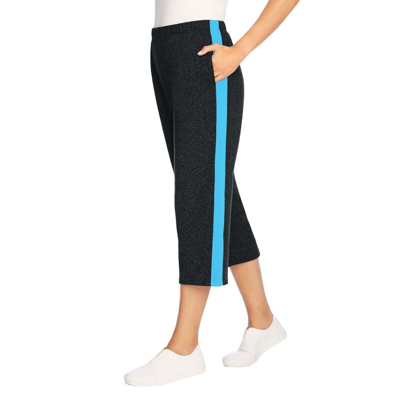 ウーマン ウィズイン レディース ボトムス カジュアルパンツ プラスサイズ プチ パイル コットン キャップ Woman Within Plusize Petite Side-Stripe Cotton French Terry Capri Grey Blue グレー｜ReVida 店