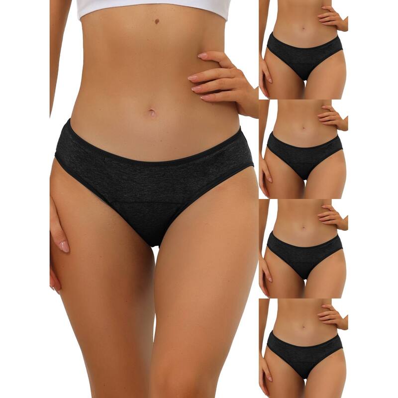 アレグラ ケー レディース アンダーウェア パンツ プラスサイズ ALLEGRA K 5 Packs Women's Underwear Mid-waisted Hipster Panties Available In Plusize Black ブラック