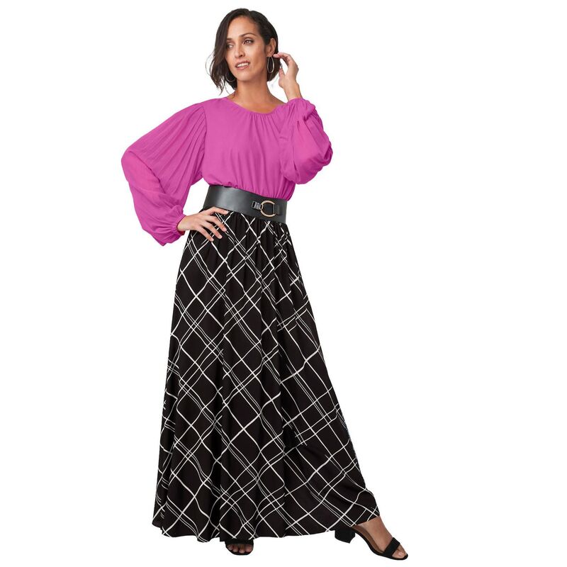 ジェシカロンドン レディース ボトムスカート プラスサイズ ニット マキシ Jessica London Women's Plusizeveryday Stretch Knit Maxi Skirt Black Biastripe ブラック