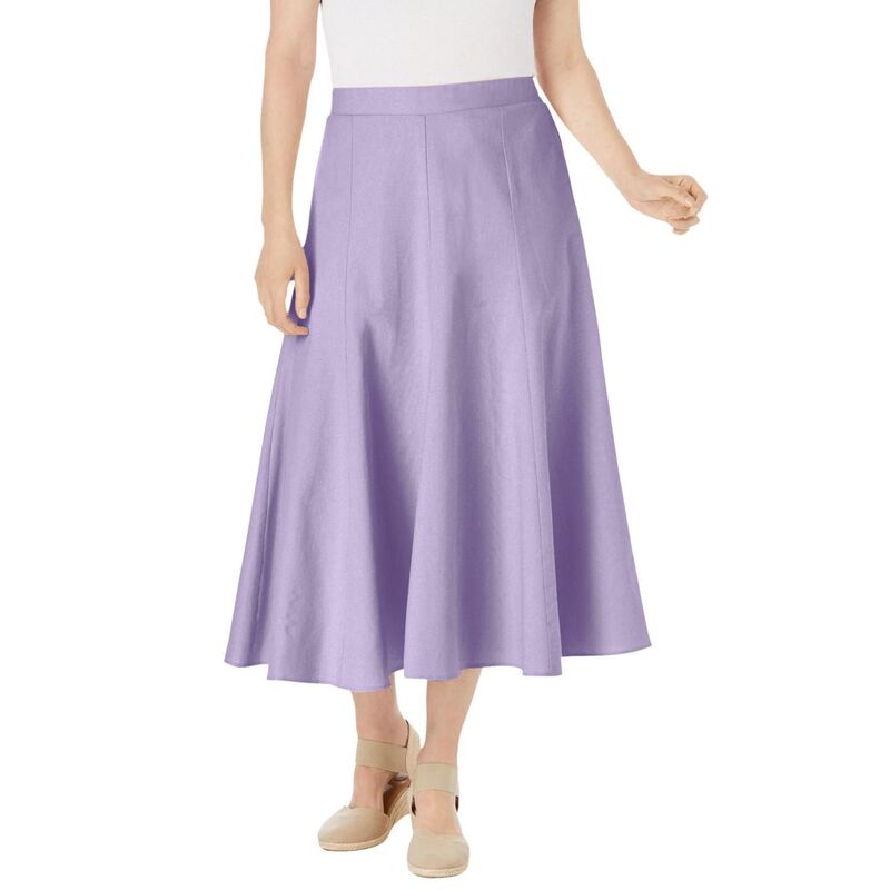 ウーマン ウィズイン レディース ボトムスカート プラスサイズ リネン Woman Within Plusize Linen-Blend Skirt Pale Lilac ライラック