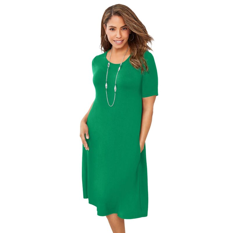ジェシカロンドン レディース トップス ワンピース A ライン プラスサイズ ニット Jessica London Women's Plusize Stretch Knit A-Line Dress Kelly Green グリーン
