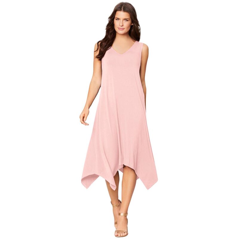 ロアマンズ レディース トップス ワンピース プラスサイズ ノースリーブ ニット Roaman's Women's Plusize Stretch Knit Mid Length Sleevelesswing Dressoft Blush ブラッシュ 8,861円