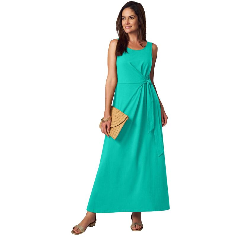 ジェシカロンドン レディース トップス ワンピース プラスサイズ マキシ Jessica London Women's Plusize Side Tie Maxi Dress Aqua Sea アクア｜ReVida 店