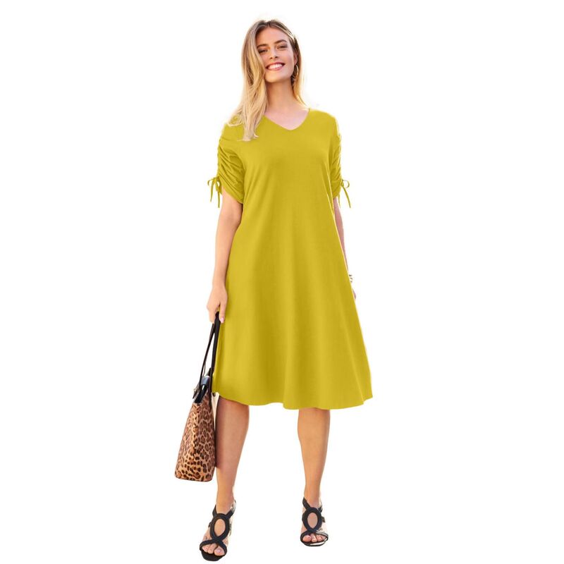 ジェシカロンドン レディース トップス ワンピース プラスサイズ ミディ Jessica London Women's Plusize Tie Sleeve Midi Dress Golden Citrus
