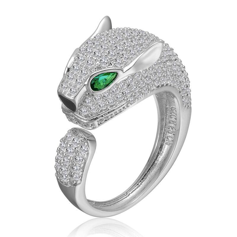 アンブランデッド レディース アクセサリー リング Unbranded Sterling Silver Panther Head Cubic Zirconia Open Band Ring Silver Tone シルバー 27,170円