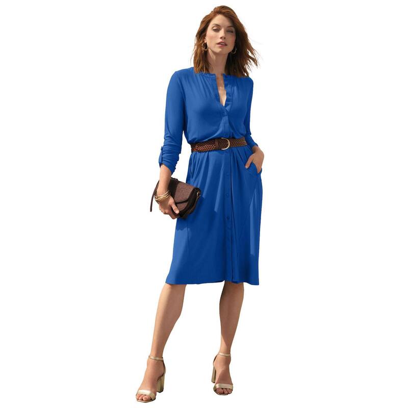 ジェシカロンドン レディース トップス ワンピース A ライン プラスサイズ シャツ Jessica London Women's Plusize Sleeve A-Line Shirt Dress Dark Sapphire サファイア