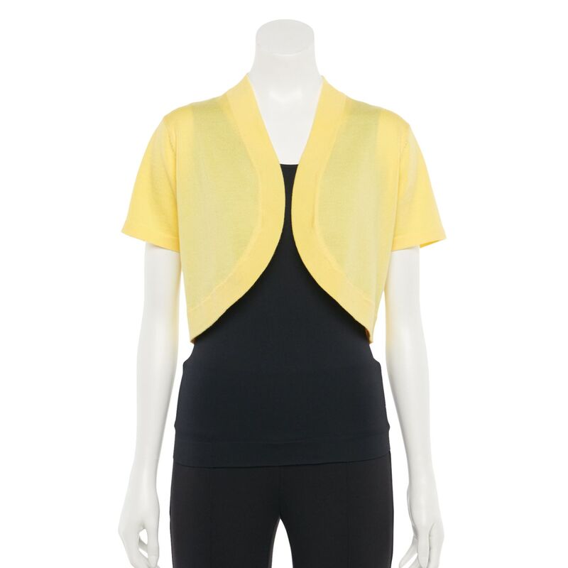 ニナレオナルド レディース アウター ニット・セーター Women's Nina Leonard Open-Front Crop Bolero Lemon